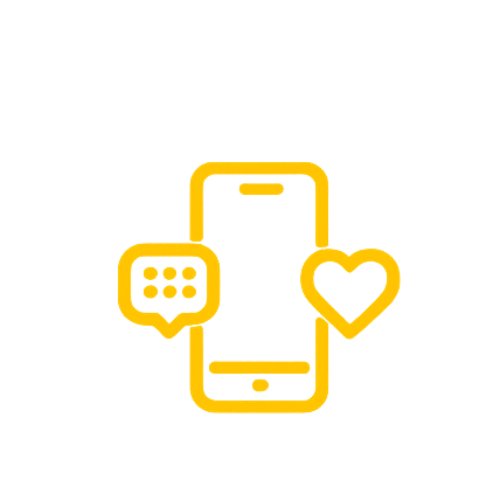 Mobile marketing and social media engagement icon with smartphone and interaction symbols