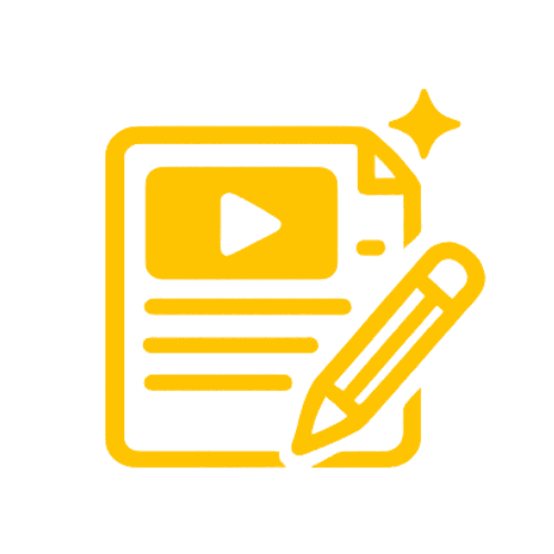 Content creation icon with video and writing elements for digital marketing